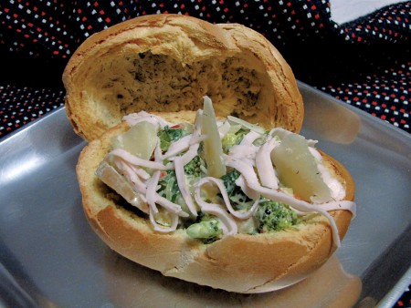 Fondue de vegetales en canoa